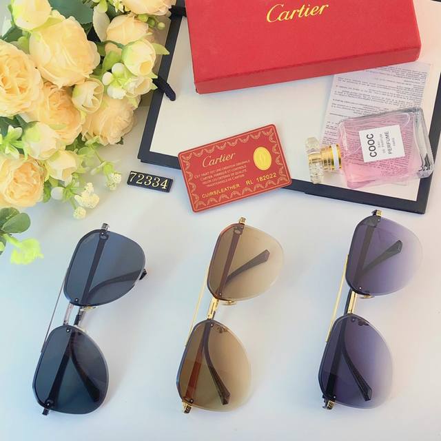 Cartier2024新款大框太阳镜 韩版时尚潮流遮阳墨镜金属蛤蟆镜太阳眼镜